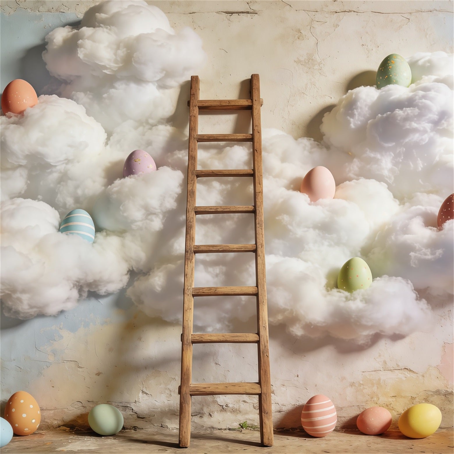 Easter Egg Backdrop Dream Cloud Wall Ladder Pastel Eggs Backdrop Easter UK CSH63-16