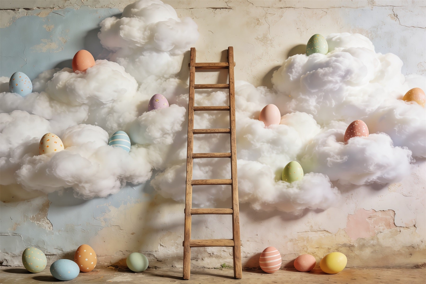 Easter Egg Backdrop Dream Cloud Wall Ladder Pastel Eggs Backdrop Easter UK CSH63-16