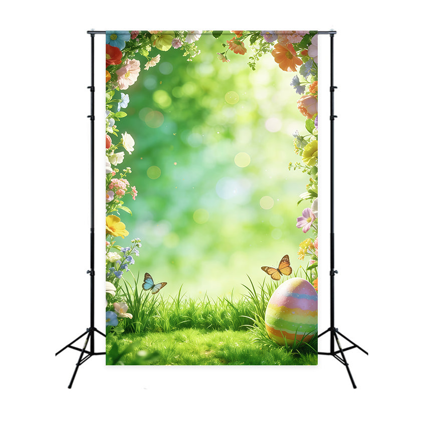 Easter Natural Backdrop Spring Flowers Butterfly Egg Bokeh Backdrop For Easter UK CSH63-17
