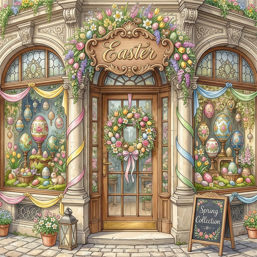 Easter Fairytale Backdrop Vintage Easter Flower Shop Photography Backdrop Easter UK CSH63-34