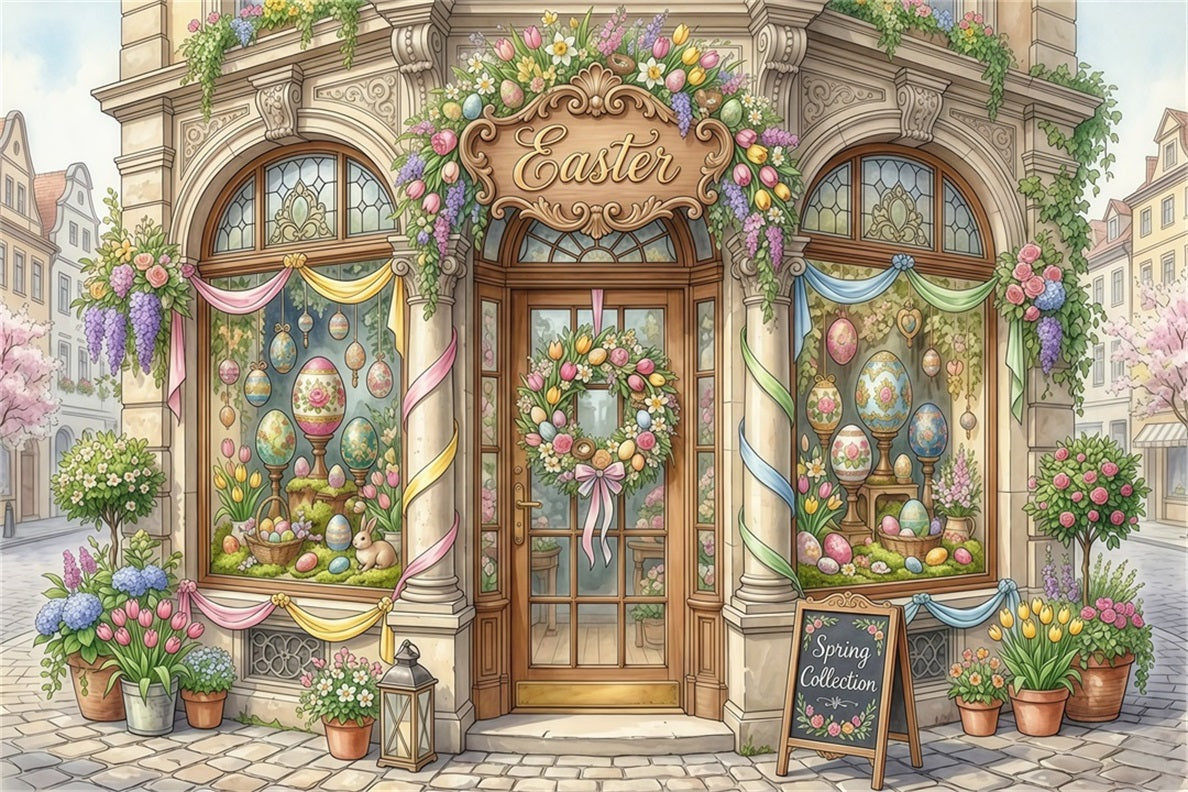Easter Fairytale Backdrop Vintage Easter Flower Shop Photography Backdrop Easter UK CSH63-34