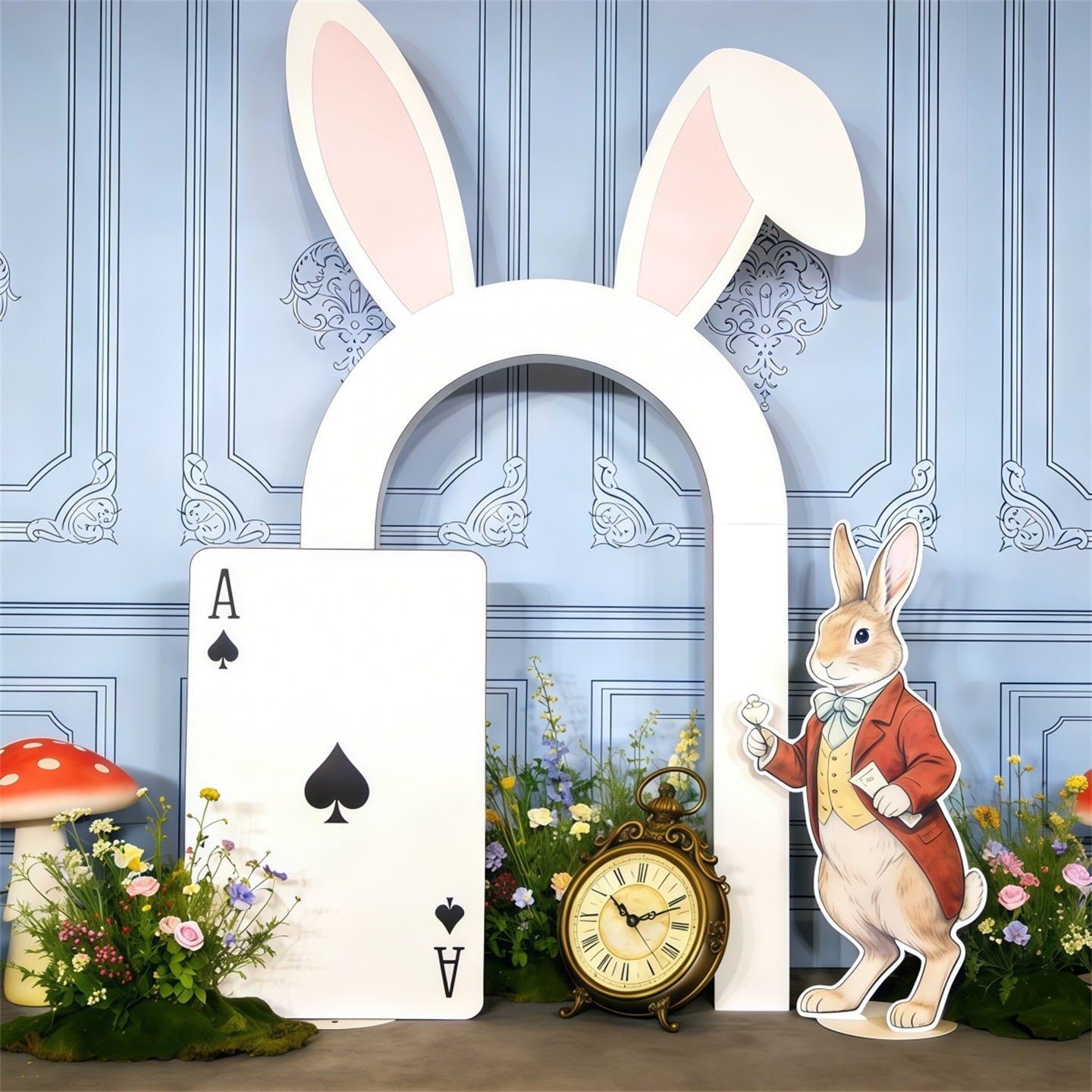Easter Rabbit Backdrop Alice Wonderland Bunny Ear Door 10x10 Easter Backdrops UK CSH63-39