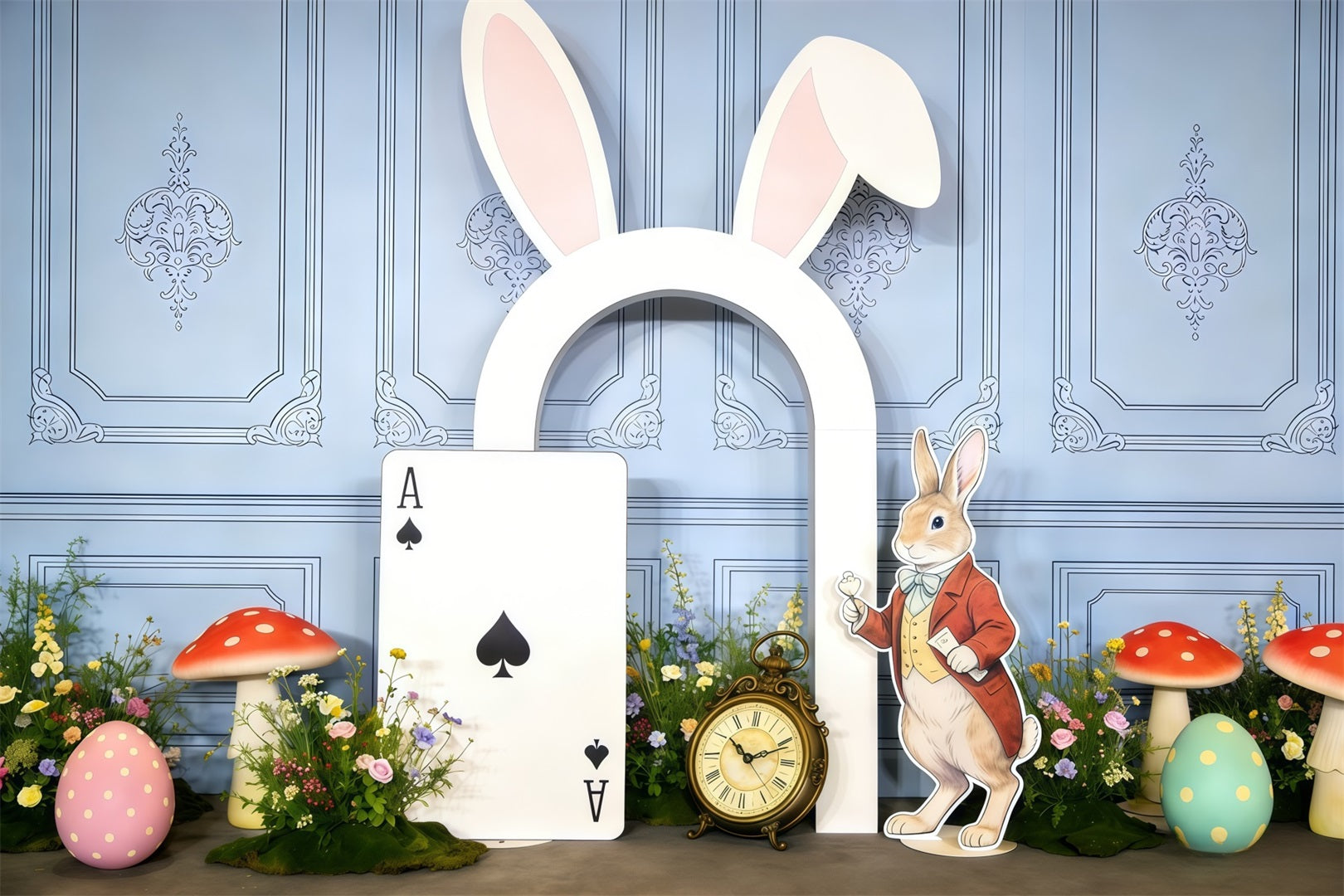 Easter Rabbit Backdrop Alice Wonderland Bunny Ear Door 10x10 Easter Backdrops UK CSH63-39