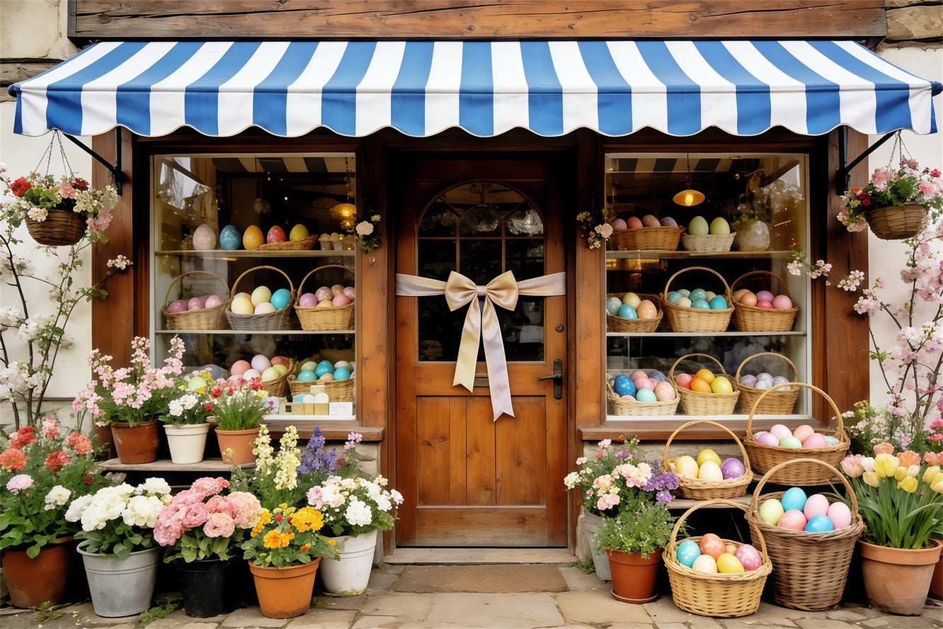 Easter Rustic Backdrop Egg Basket Wooden Flower Shop 10x10 Easter Backdrop UK CSH63-40