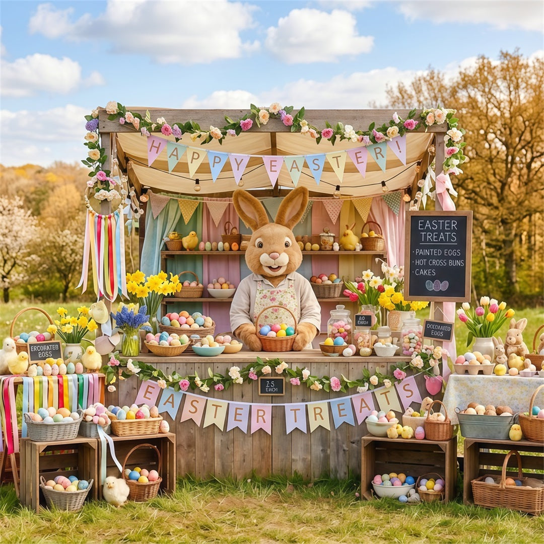 Marshmallow Chick Backdrop Spring Meadow Bunny Egg Stall Easter Backdrop Photo UK CSH63-41