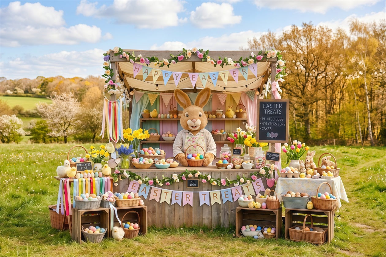Marshmallow Chick Backdrop Spring Meadow Bunny Egg Stall Easter Backdrop Photo UK CSH63-41