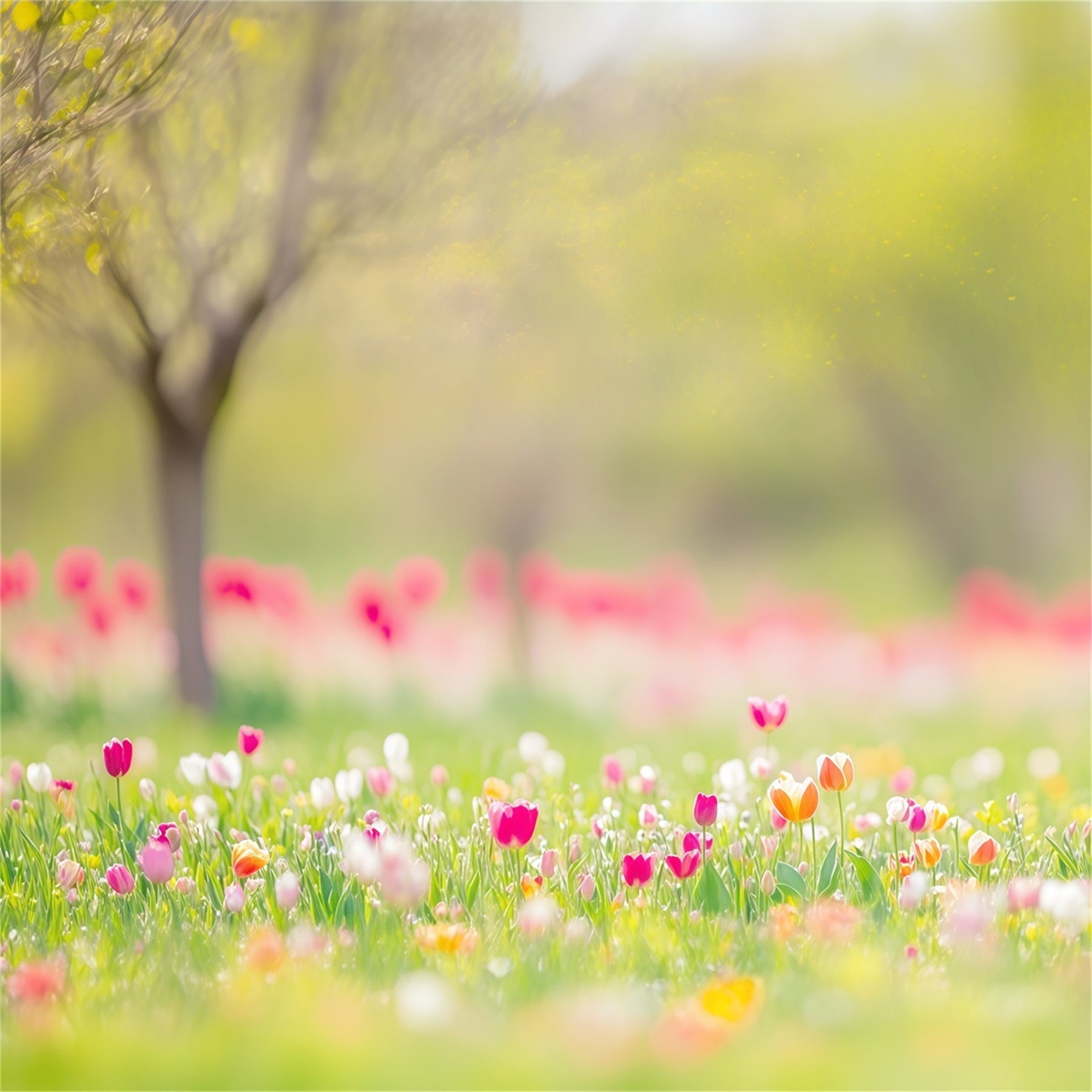 Easter Natural Backdrop Spring Tulip Meadow Trees Easter Themed Backdrops UK CSH63-45