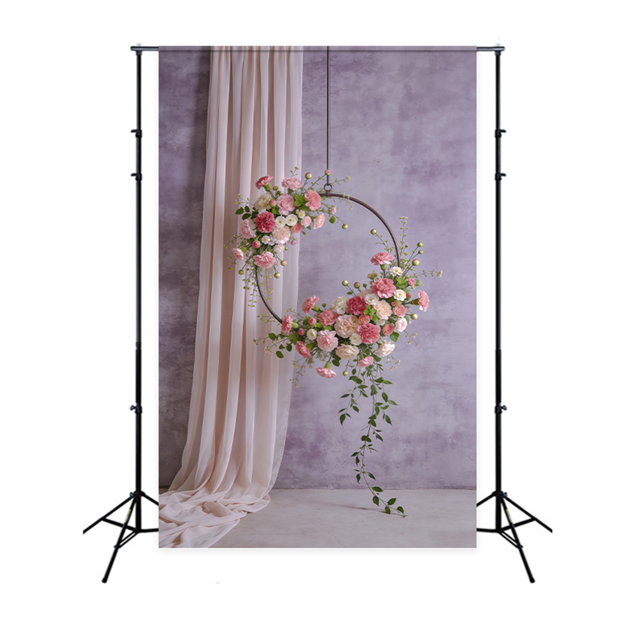 Carnation Mother's Day Backdrop Lavender Hanging Hoop Blossom Mother's Day Backdrop UK CSH63-56