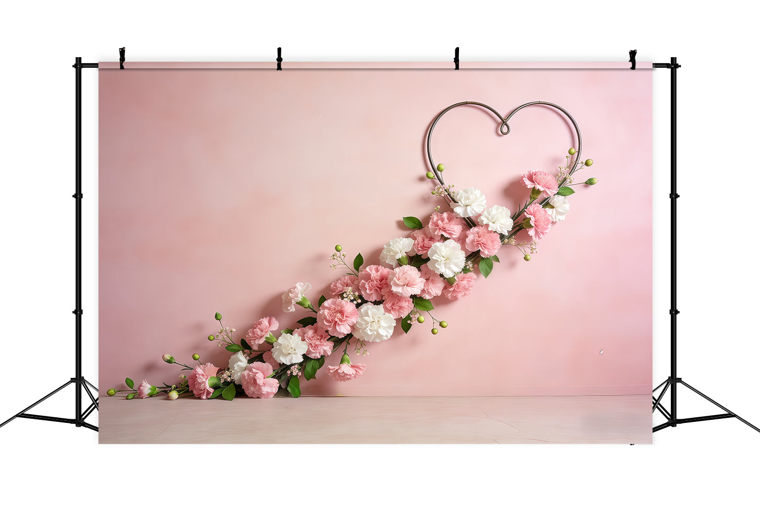 Floral Wreath Mother's Day Backdrop Pink Heart Carnation Garland Mothers Day Backdrop UK CSH63-58