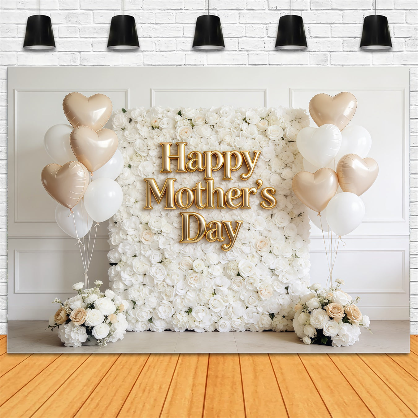 Mother’s Day Lettering Backdrop White Rose Balloon Wall Mother's Day Photo Backdrop UK CSH63-62