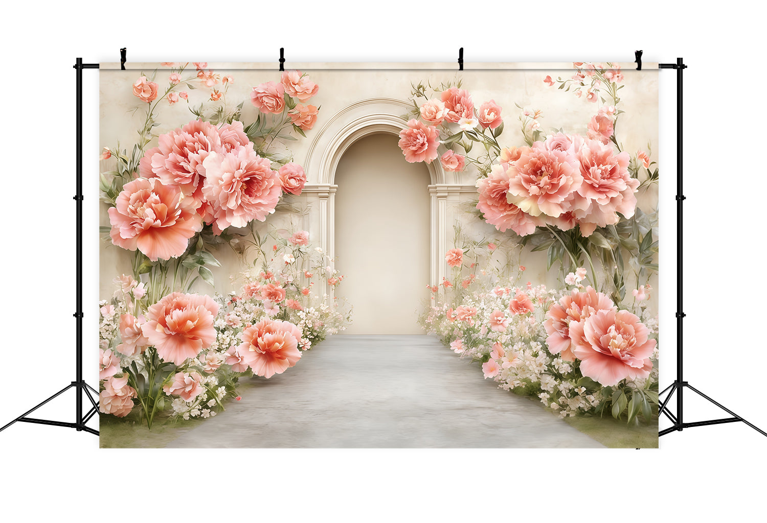 Carnation Mother's Day Backdrop Peach Blossom Archway Garden Mother's Day Backdrop UK CSH63-64