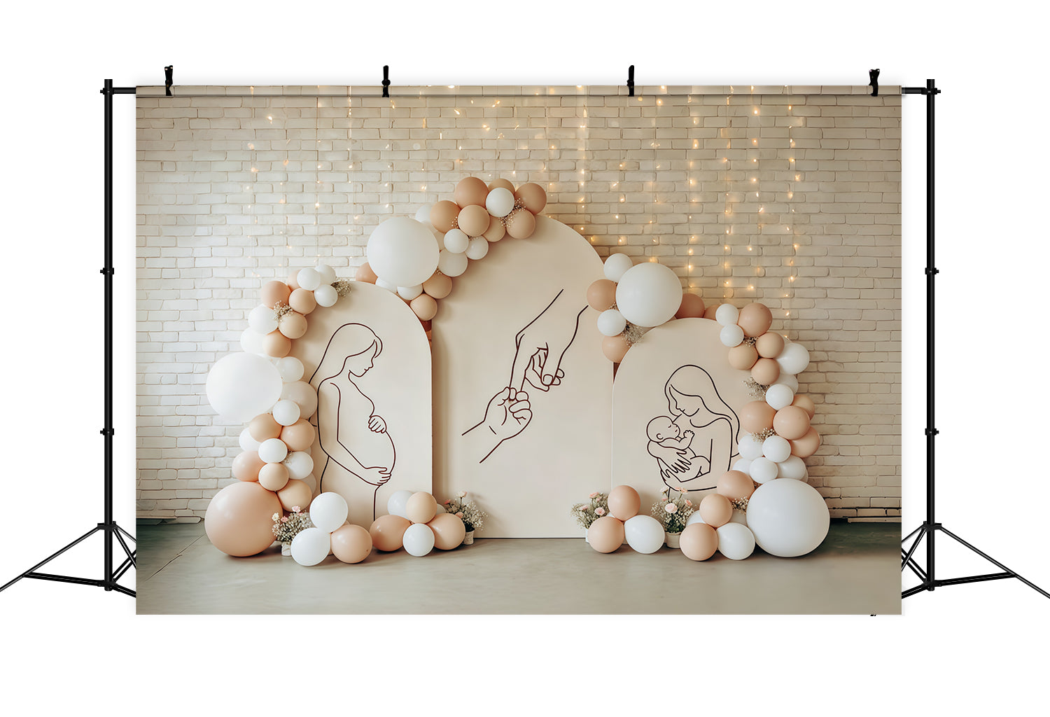 Mother Daughter Silhouette Mother's Day Backdrop Arch Balloon Motherhood Journey Mother Day Backdrop UK CSH63-83