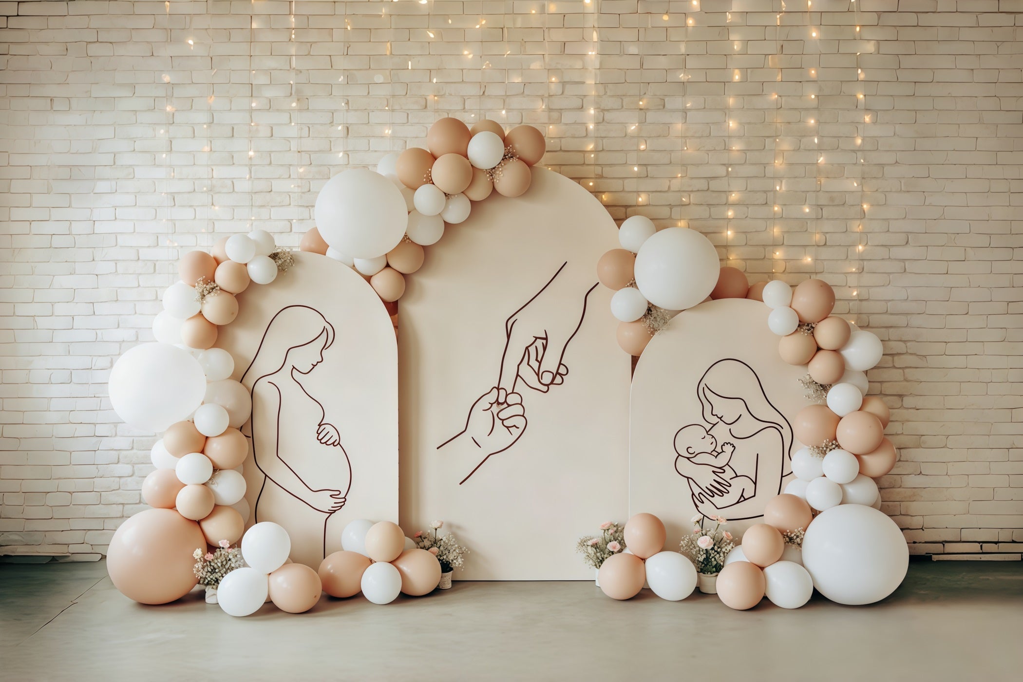 Mother Daughter Silhouette Mother's Day Backdrop Arch Balloon Motherhood Journey Mother Day Backdrop UK CSH63-83