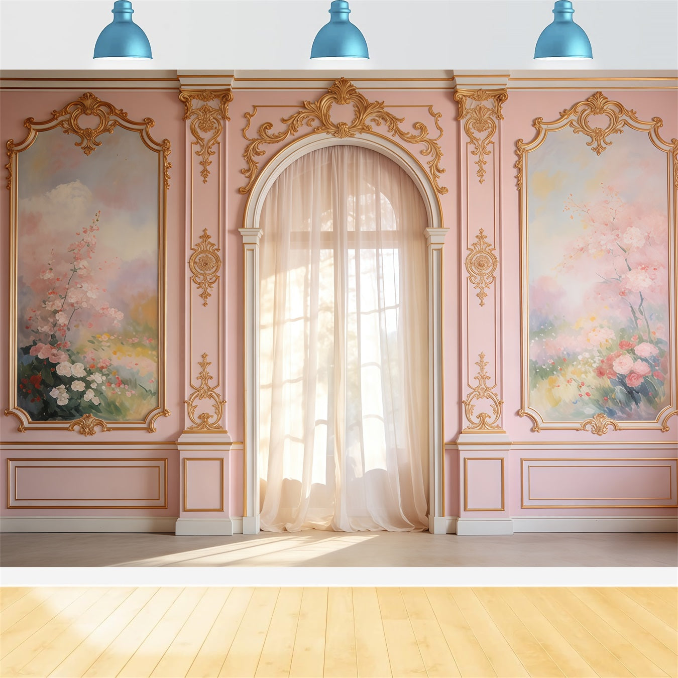 Rococo Floral Mother's Day Backdrop Blush Wall Floral Archway Mother's Day Photoshoot Backdrop UK CSH63-87