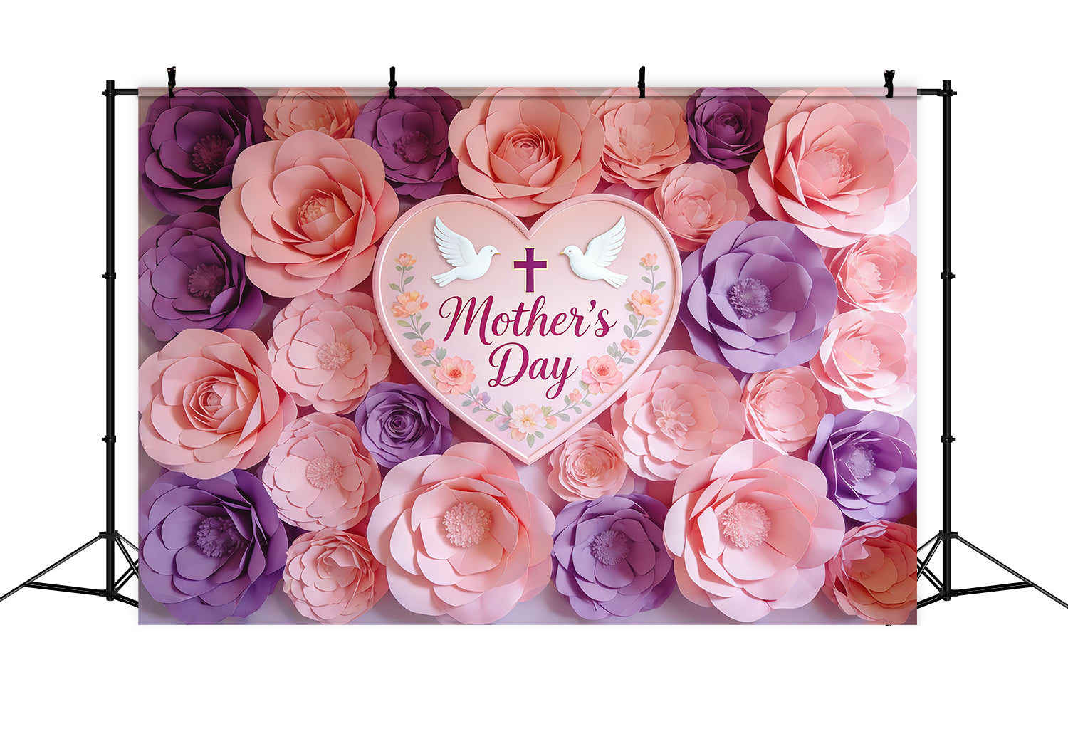Church Mother's Day Photo Backdrop Blush Lavender Heart Flower Wall Photo Backdrop For Mothers Day UK CSH63-99