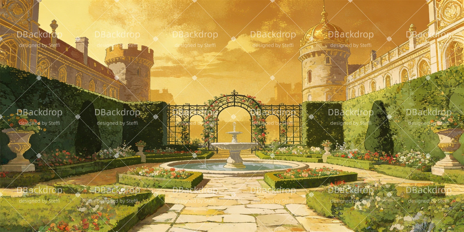 Performance Backdrop Royal Garden Backdrop For Theater Play UK CSH63-T22