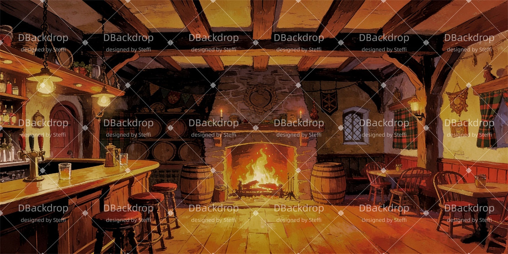 Theater Backdrop Scottish Pub Interior Stage Backdrops For Sale UK CSH63-T4