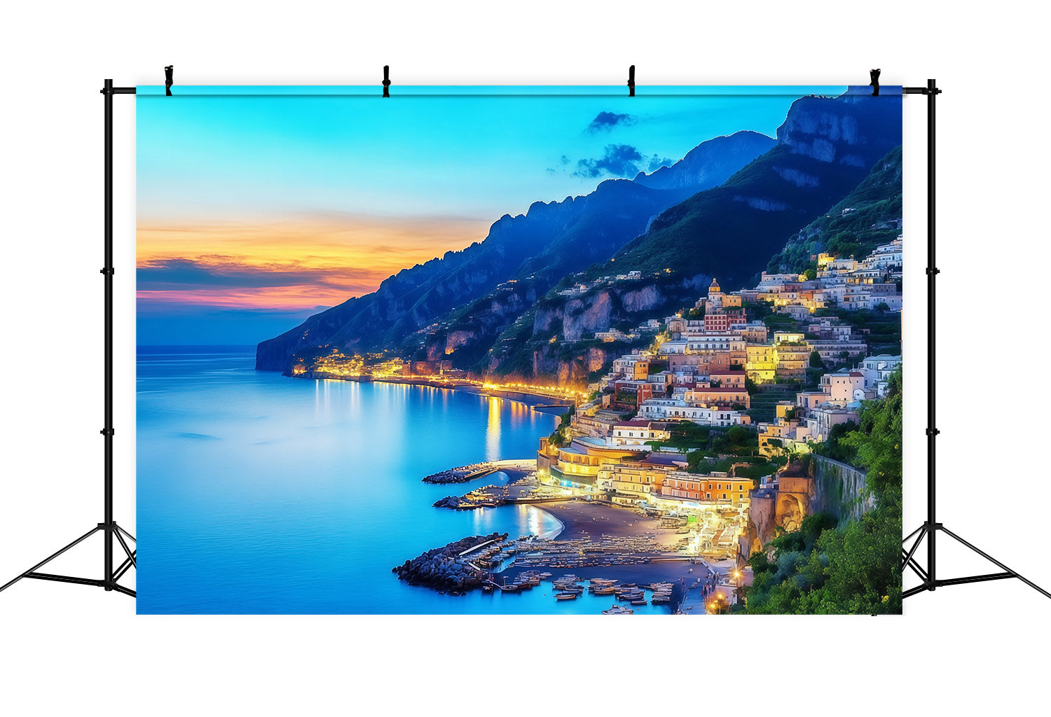Amalfi Coast Backdrop Positano Coast Village Sunset View Summer Photo Backdrops UK CSH64-82