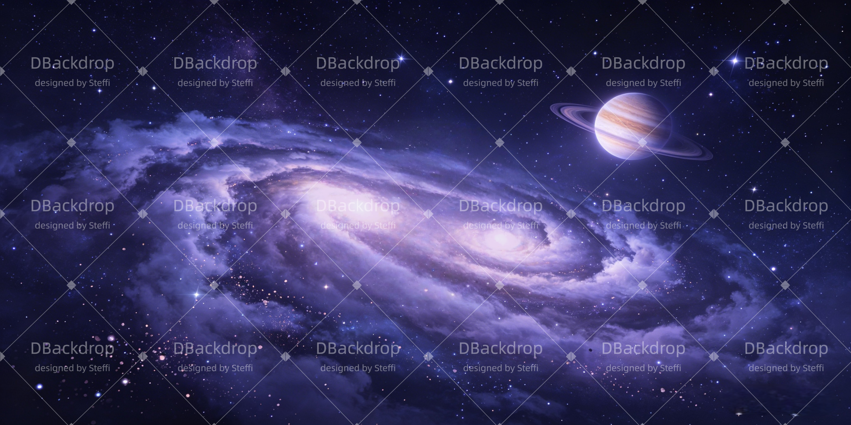 Outer Space Backdrop Starlit Spiral Galaxy Saturn Sky VBS Backdrops UK CSH64-T8