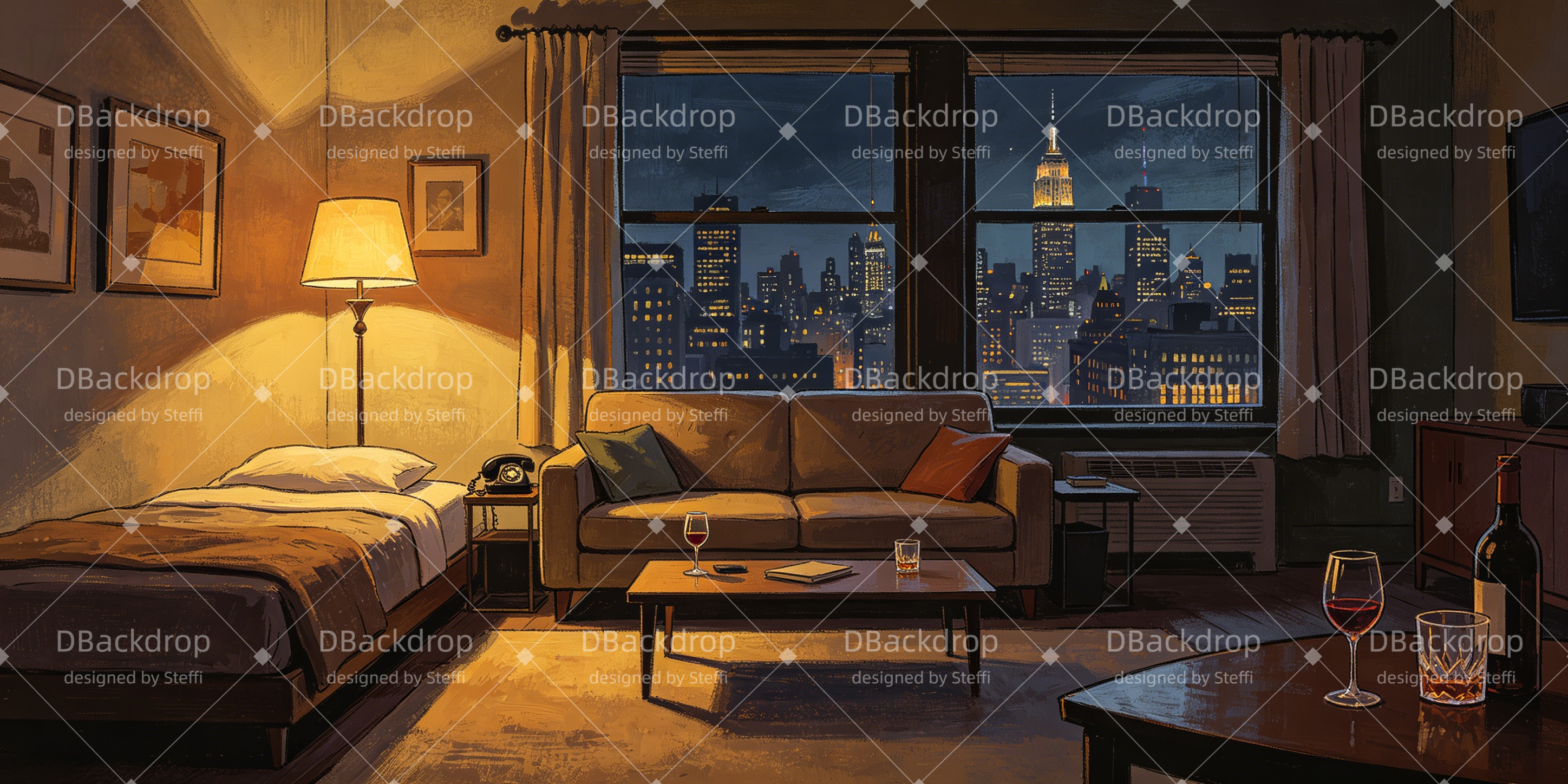Movie Theater Backdrop Nighttime City Apartment Stage Backdrop UK CSH66-T11