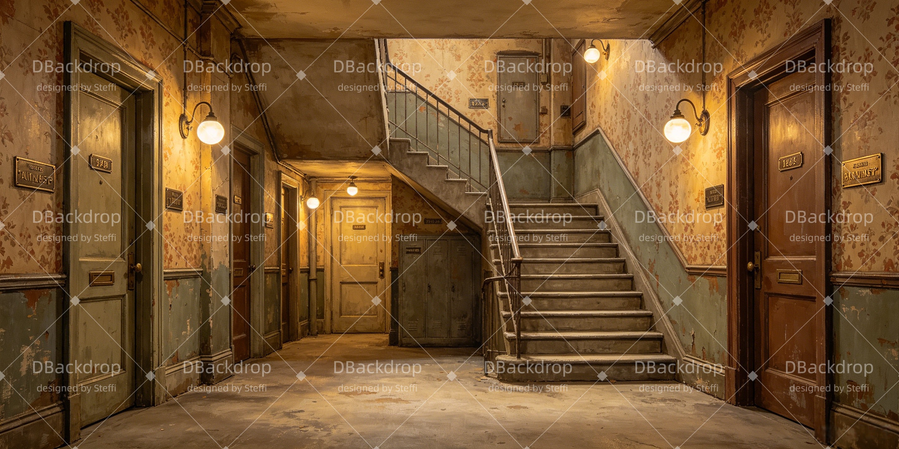 School Play Backdrops Worn Apartment Hallway Stage Backdrops UK CSH66-T19