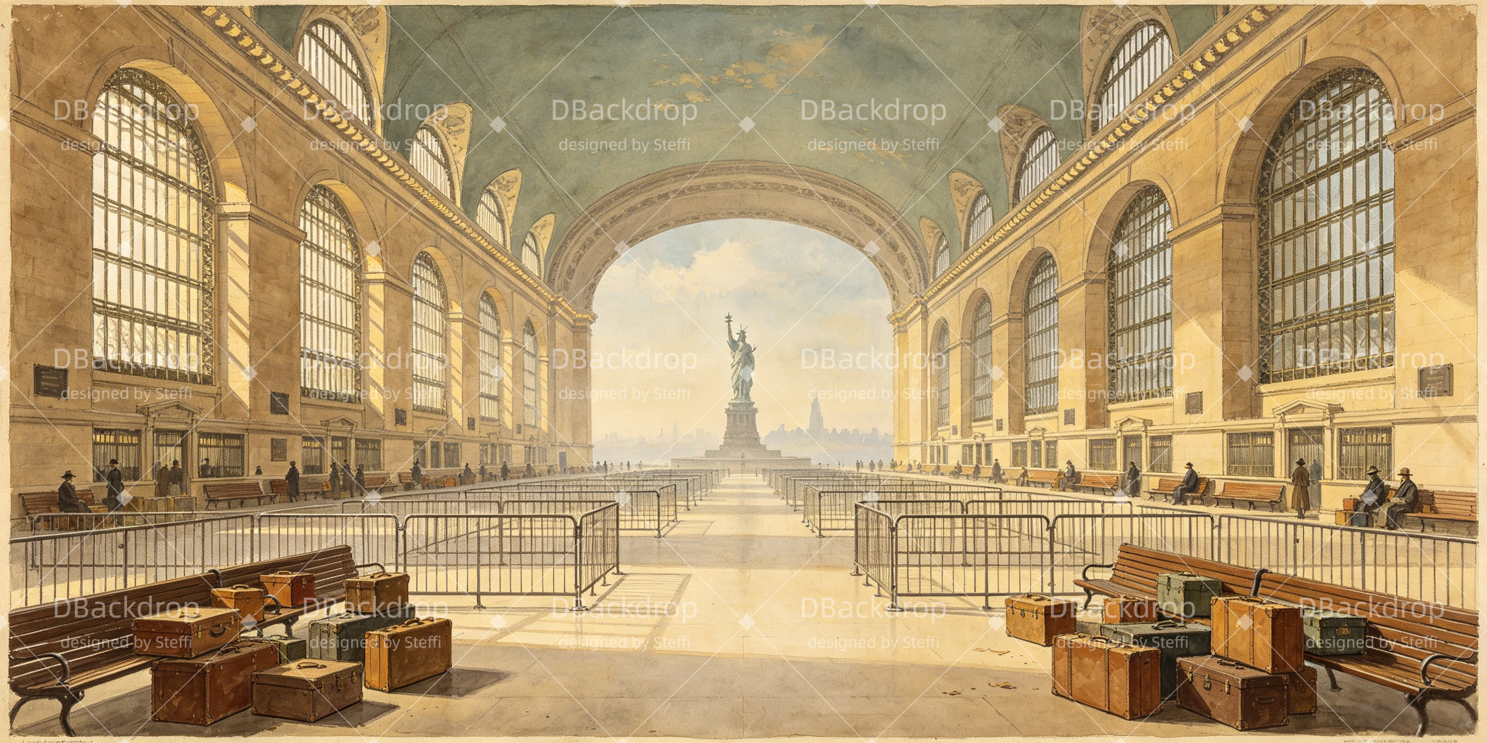 Theater Backdrops Immigration Hall Stage Backdrop Ideas UK CSH66-T24