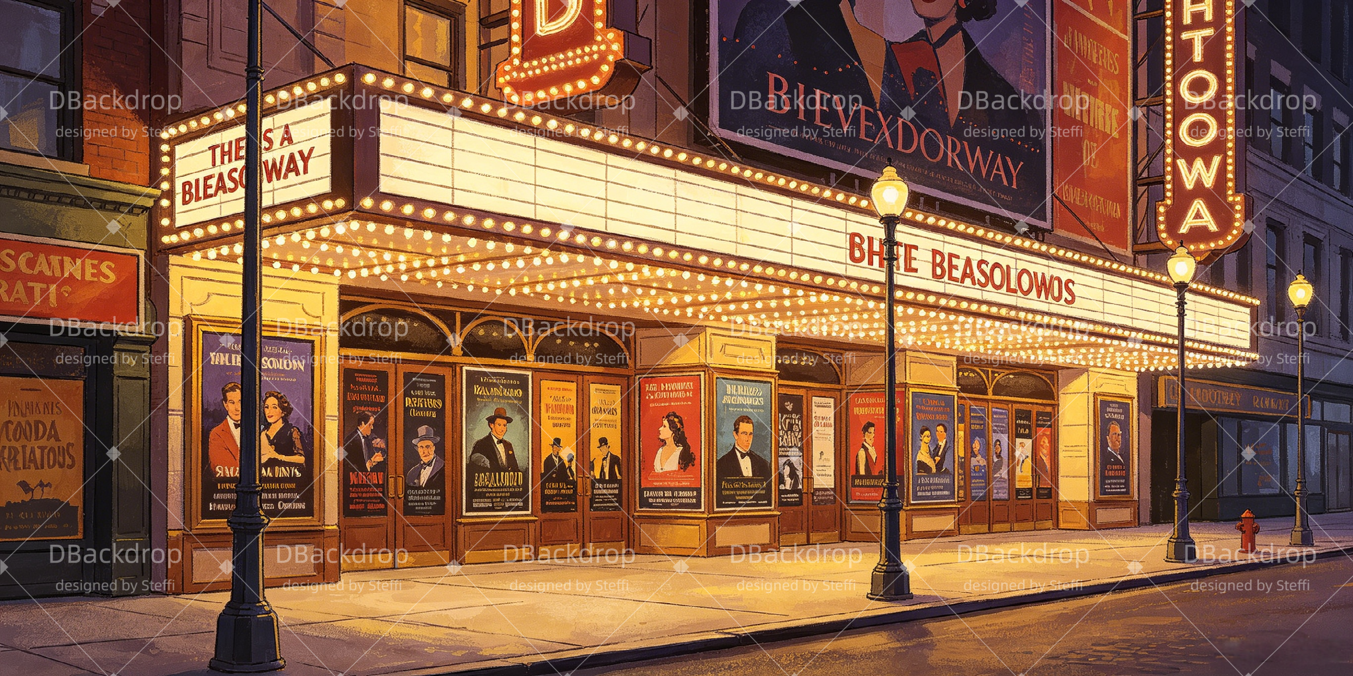 Broadway Stage Backdrop Broadway Theater Exterior Backdrop For Theater UK CSH66-T3