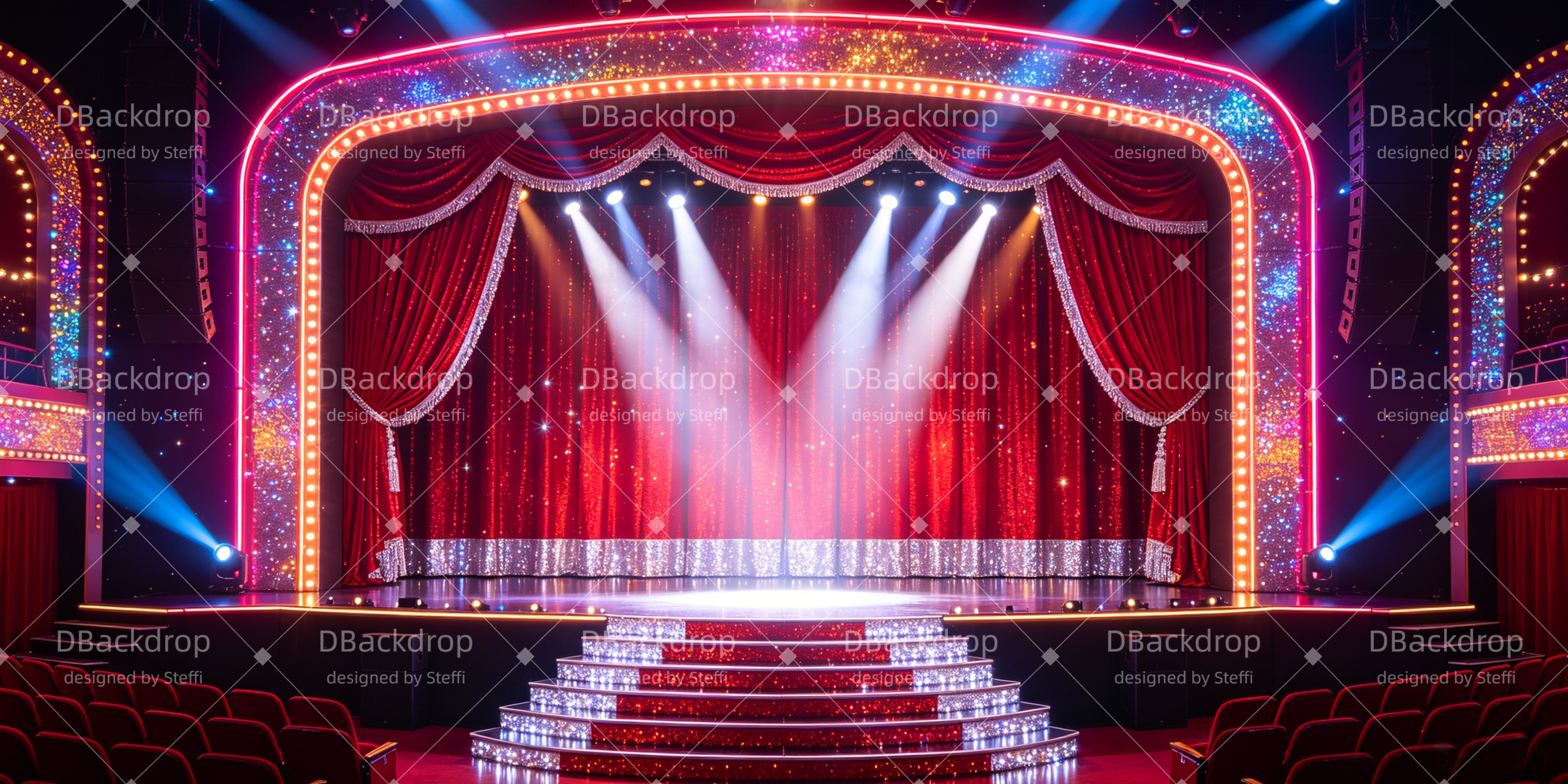 Broadway Stage Backdrop Sparkling Theater UK Stage Musical Backdrops CSH66-T39