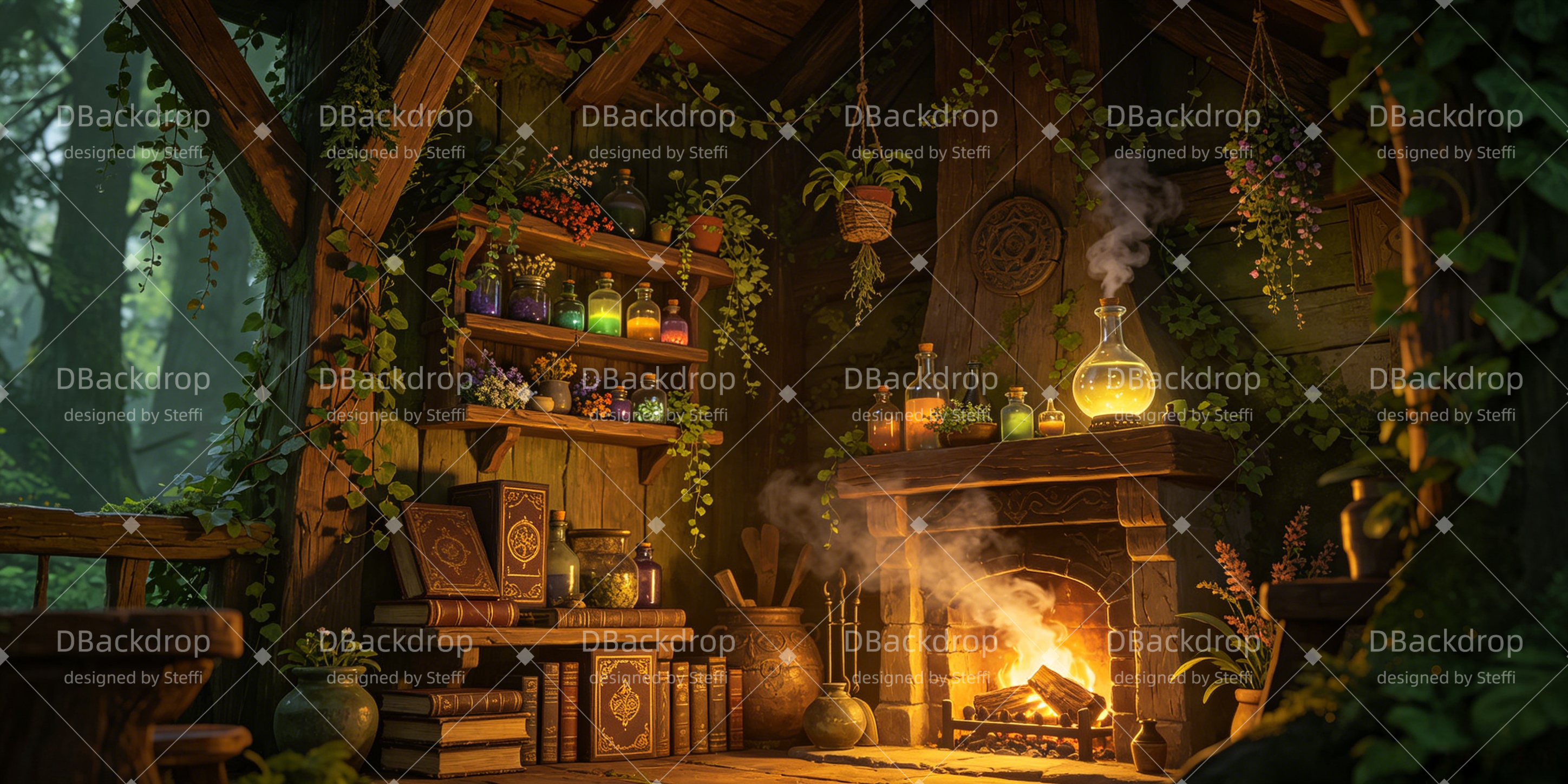 Stage Backdrops Enchanted Witch Cottage School Play Backdrops UK CSH66-T44
