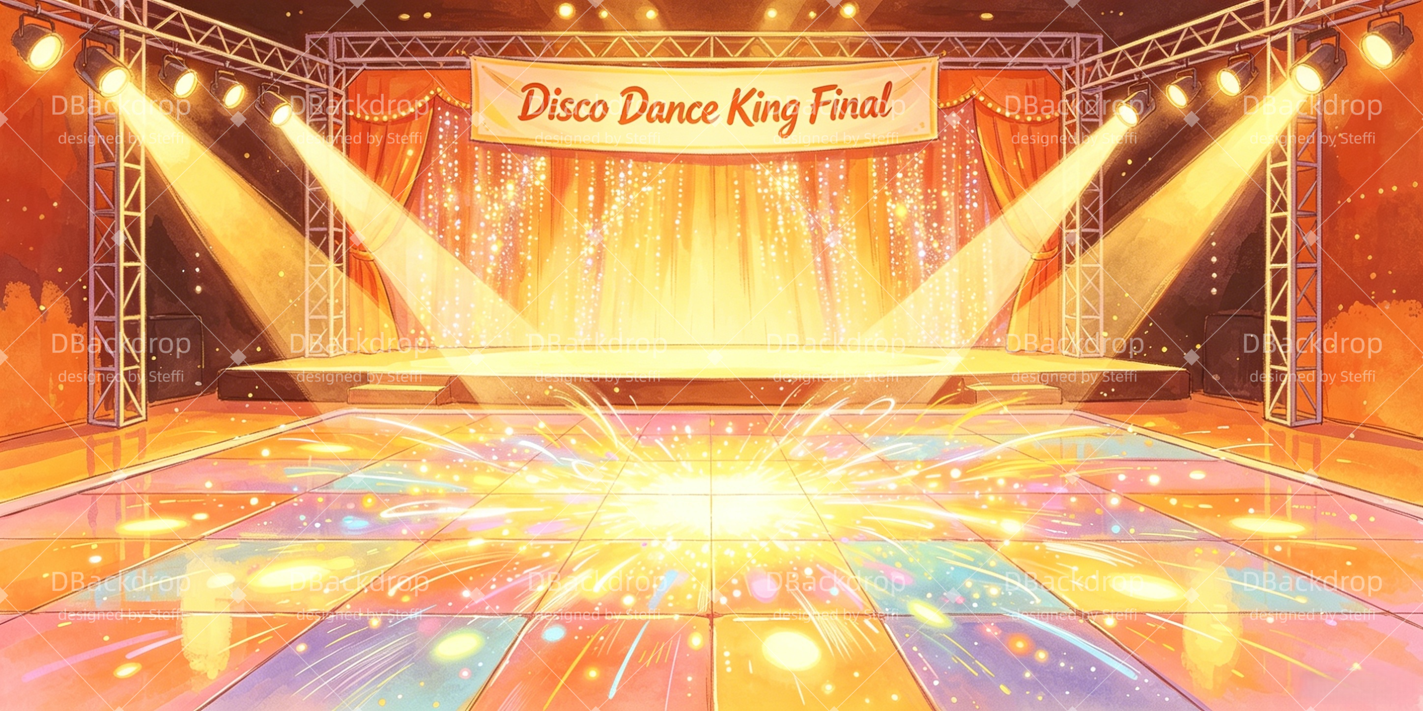 Musical Backdrop Disco Dance Final Broadway Stage UK Backdrop CSH66-T60