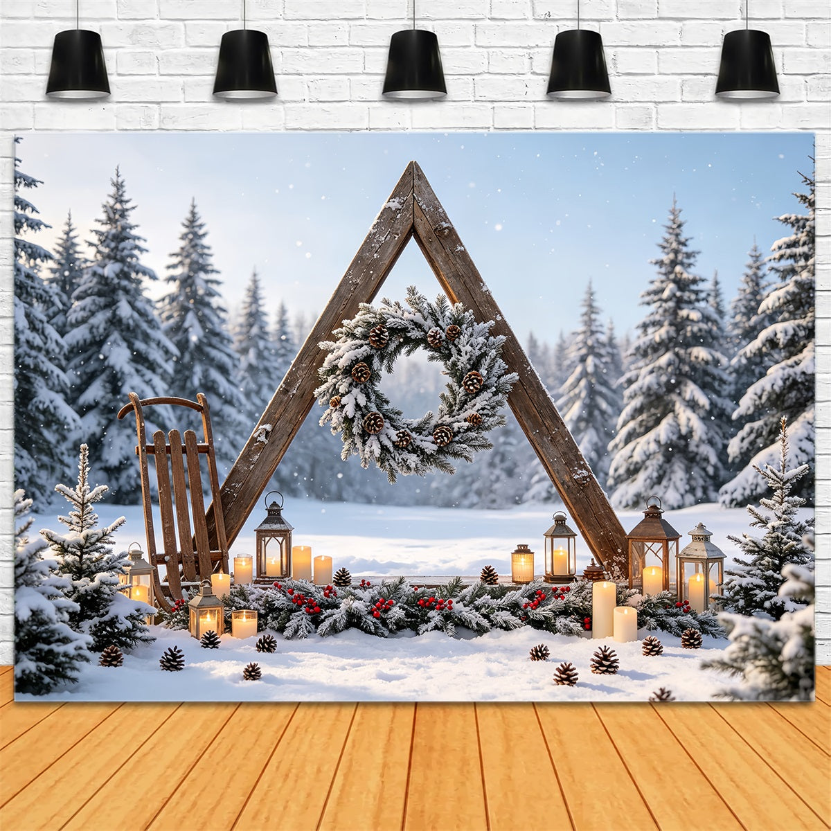 Christmas Forest Backdrop Snowy Woodland Archway Christmas Photography Backdrops UK CSH68-96