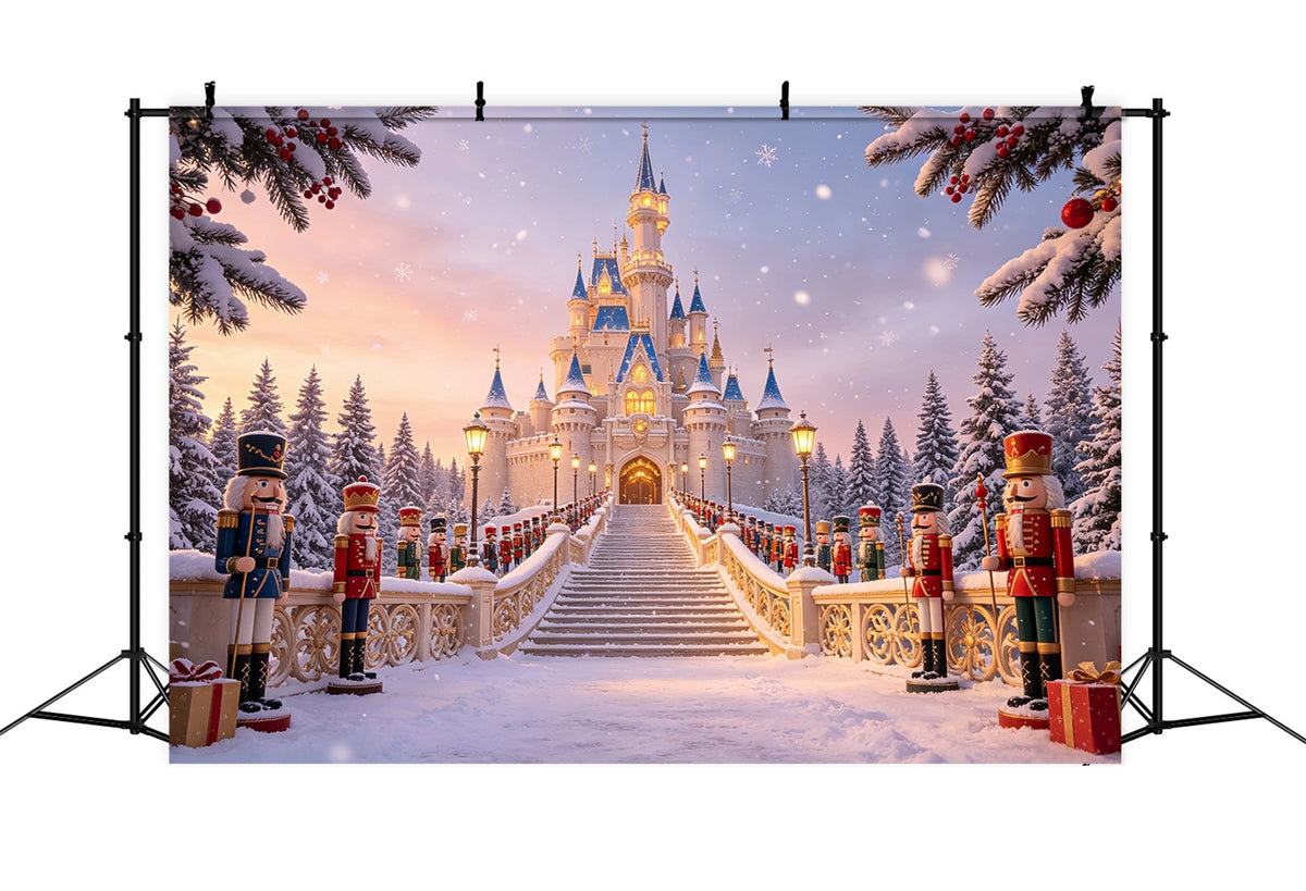 Christmas Nutcracker Backdrop Snowy Forest Castle Entrance Studio Backdrops Christmas UK CSH69-10