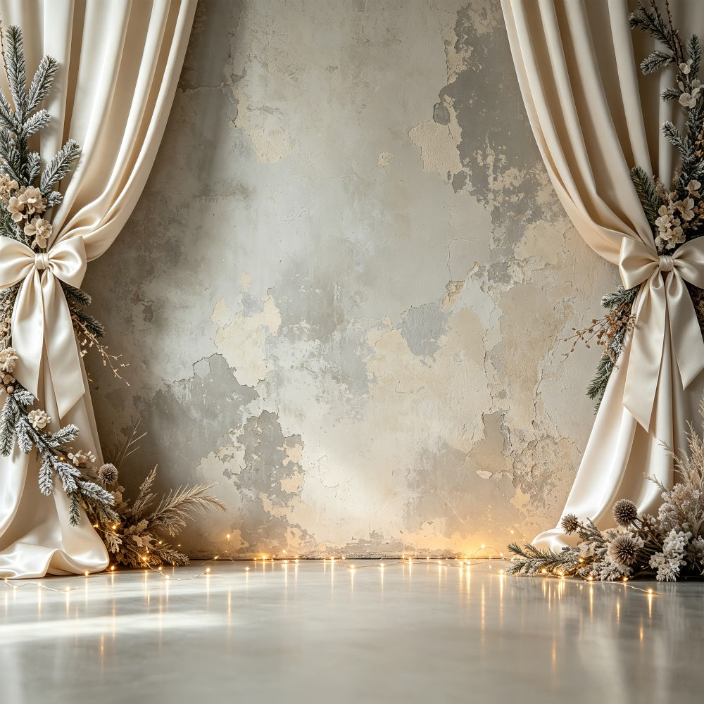Christmas Wall Backdrops Ivory Draped Floral Arch Indoor Christmas Backdrops UK CSH69-19