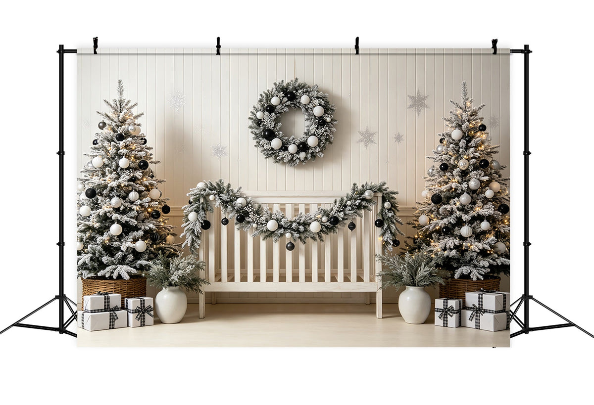 Christmas Headboard Backdrop Black White Nursery Decor Muslin Backdrop Christmas UK CSH69-23