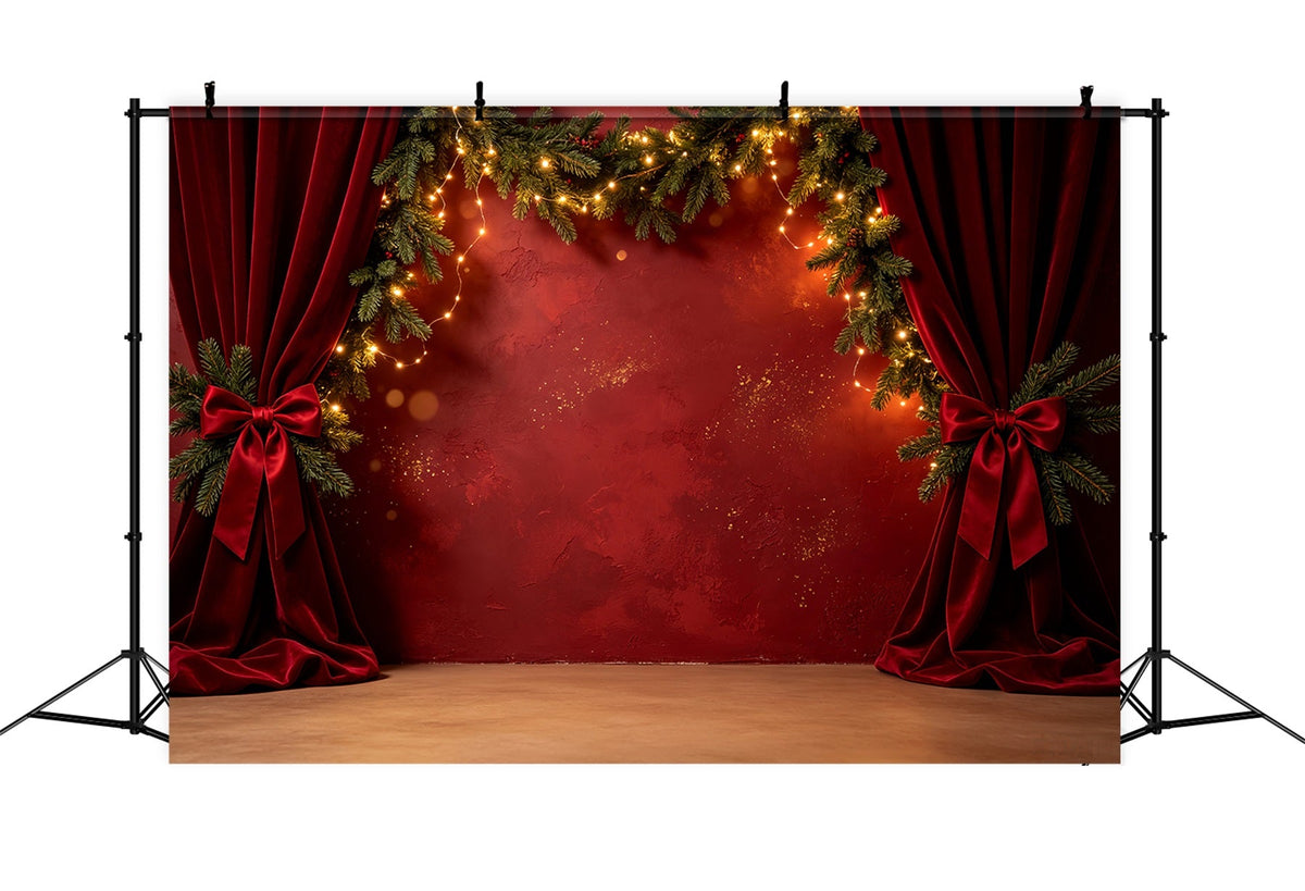 Christmas Wall Backdrop Red Velvet Garland Stage Christmas Photography Backdrops UK CSH69-33