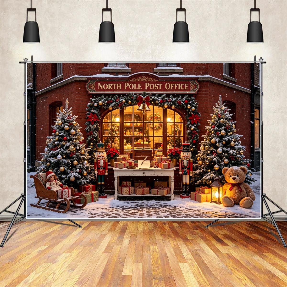 Outdoor Christmas Backdrop North Pole Post Office Photography Backdrops Christmas UK CSH69-4