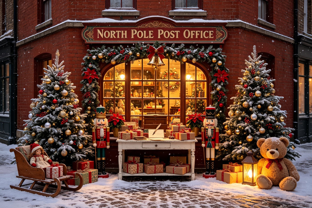 Outdoor Christmas Backdrop North Pole Post Office Photography Backdrops Christmas UK CSH69-4