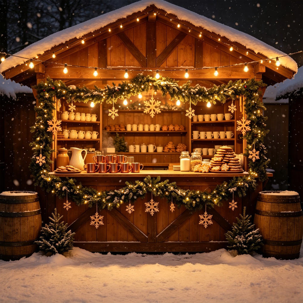 Winter Christmas Backdrop Snowflake Cookie Market Stall Photography Backdrop Christmas UK CSH69-45