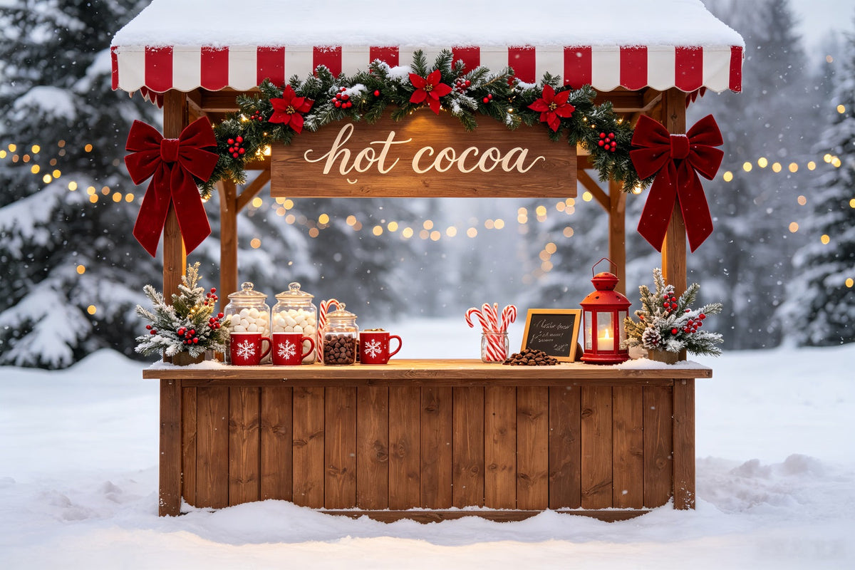 Snowy Christmas Backdrop Hot Cocoa Winter Stand Indoor Christmas Backdrop UK CSH69-46