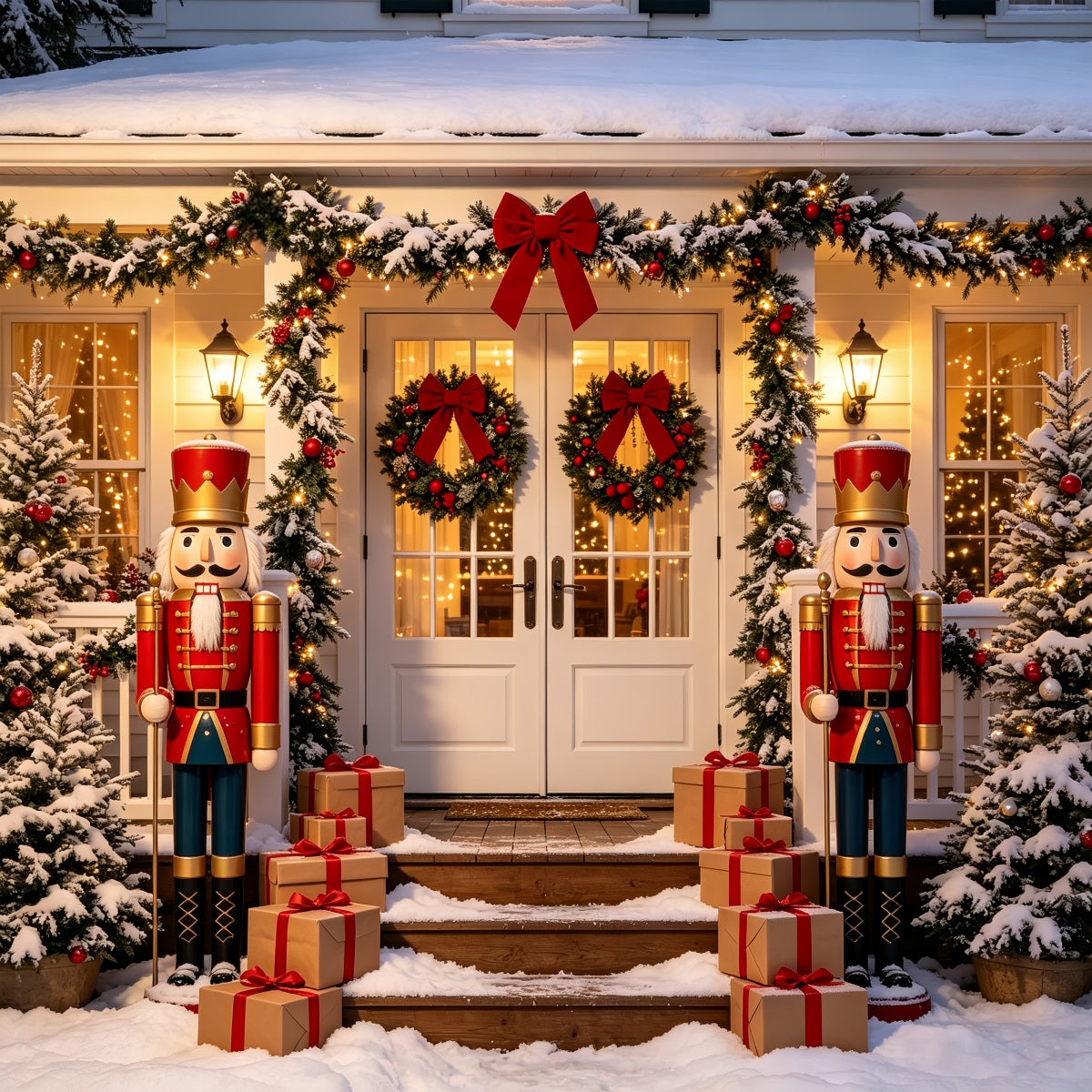 Nutcracker Photo Backdrop Night House Door Entrance Nutcracker Ballet Backdrop UK CSH69-79