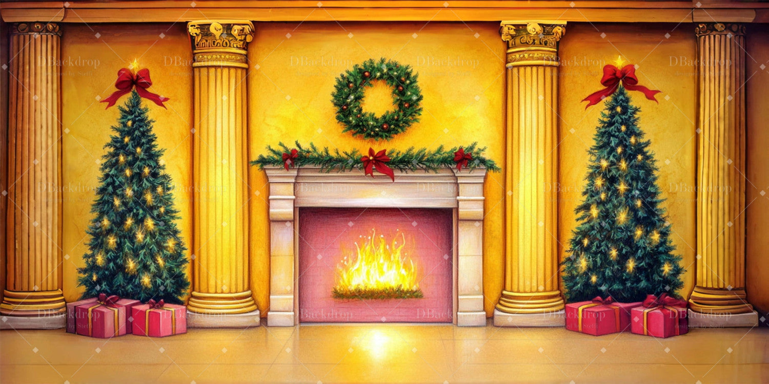 Christmas Stage Backdrops Christmas Luxury Parlor Theater Backdrop UK CSH59-T8