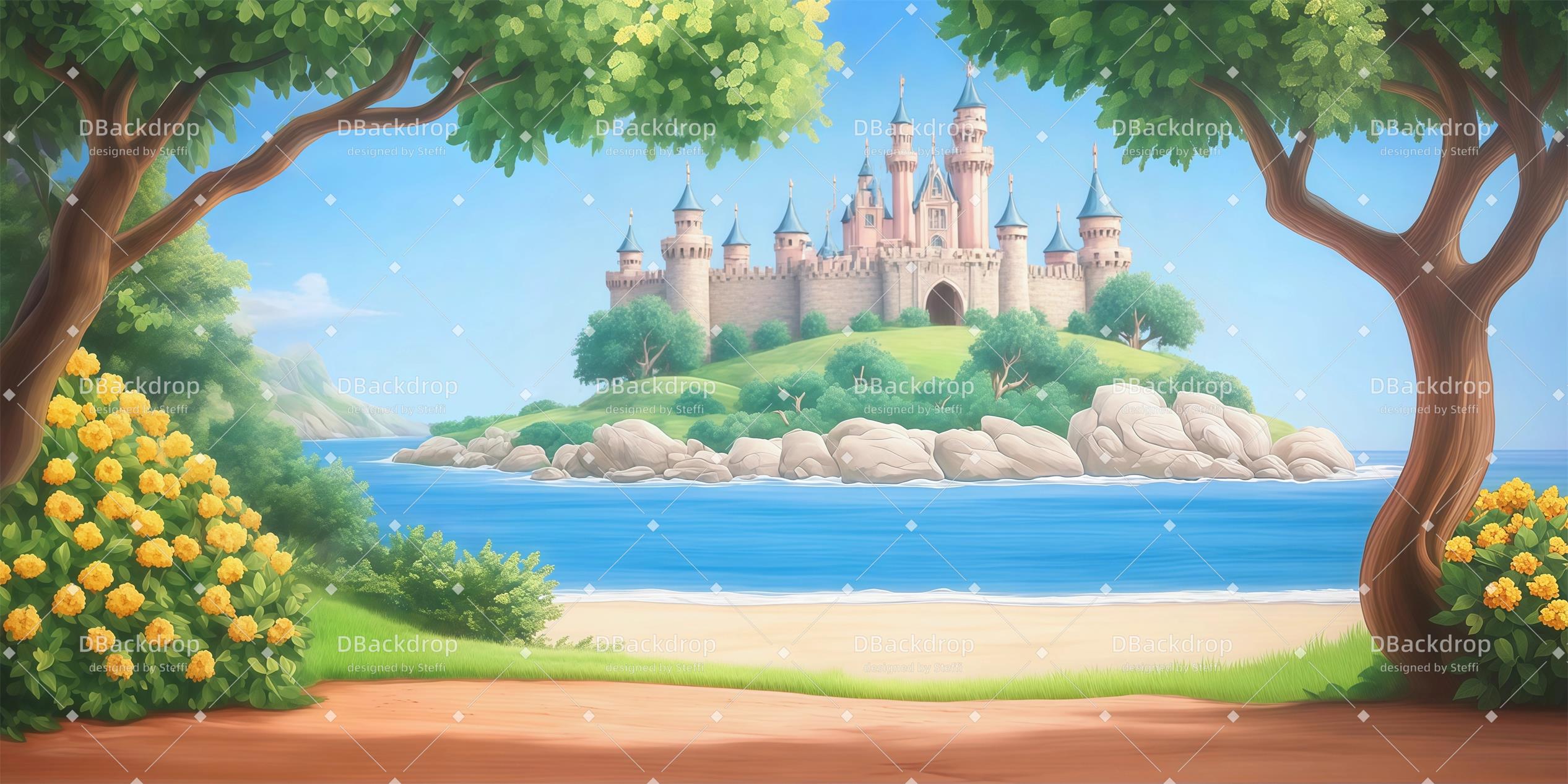 Professional Stage Backdrops Coastal Castle Theater Stage Backdrops UK CSH59-T67