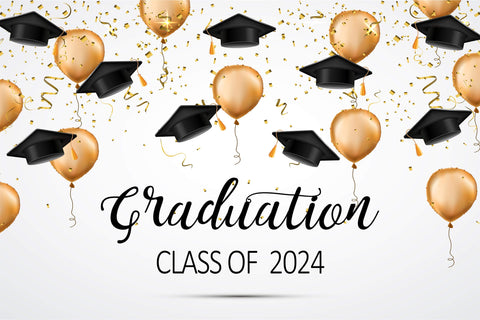 2024 Graduation Balloons Bachelor Cap Backdrop UK D1078