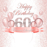 Custom Pink 60th Happy Birthday Banner Photography Backdrop UK D602