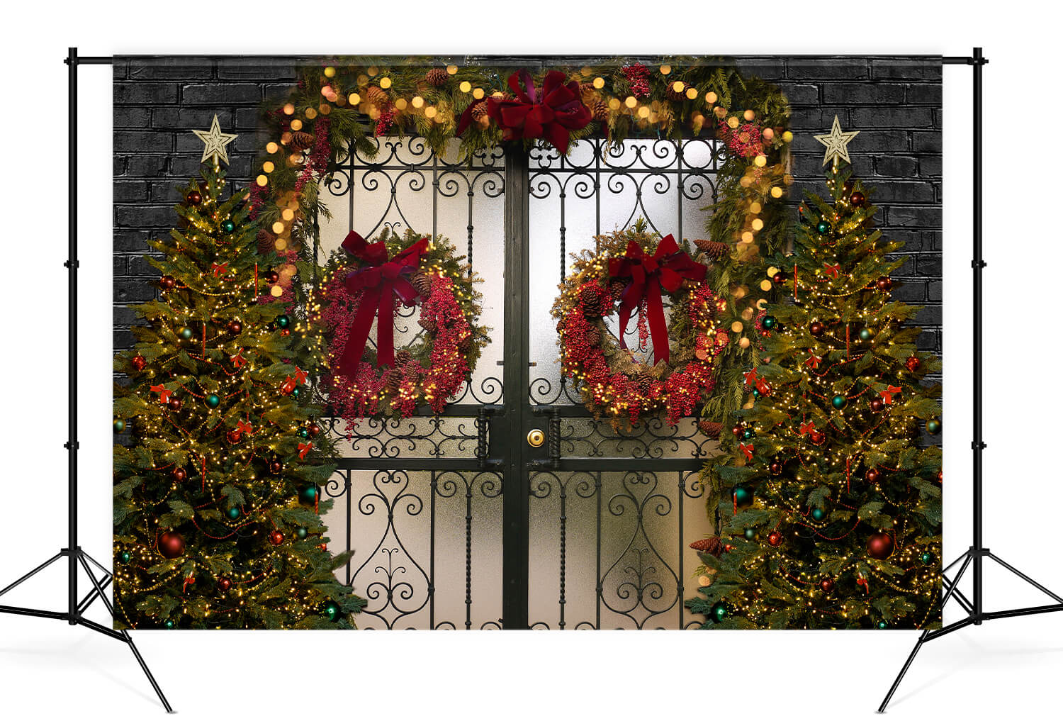 Christmas Door Wreath Lights Decoration Backdrop UK D900