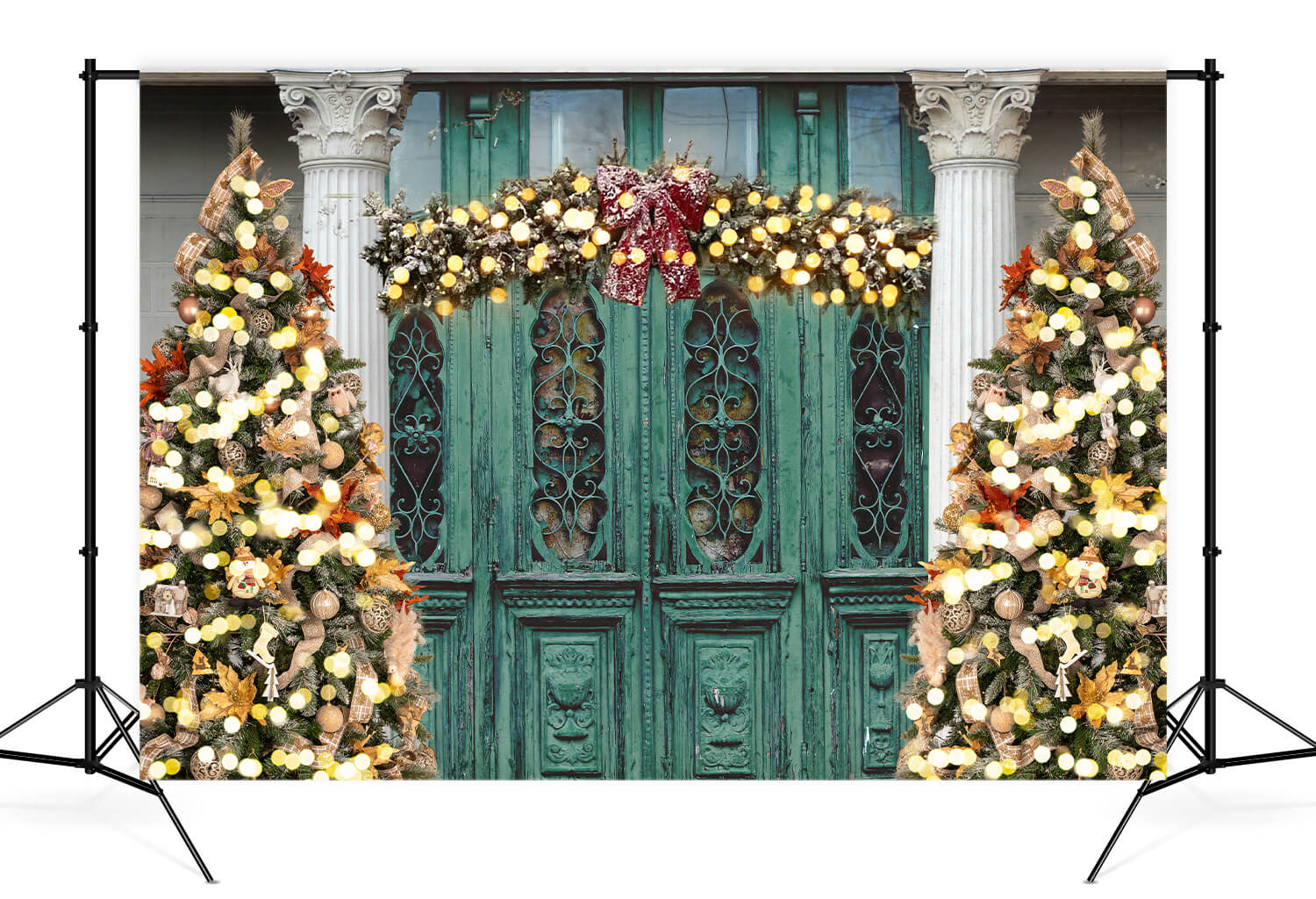 Vintage Door Christmas Tree Photography Backdrop UK D904