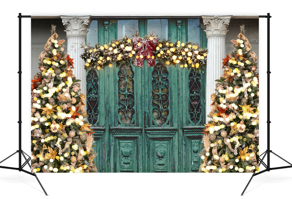 Vintage Door Christmas Tree Photography Backdrop UK D904