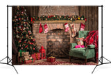 Christmas Fireplace Parlor Decorations backdrop UK for Photography DBD-19215