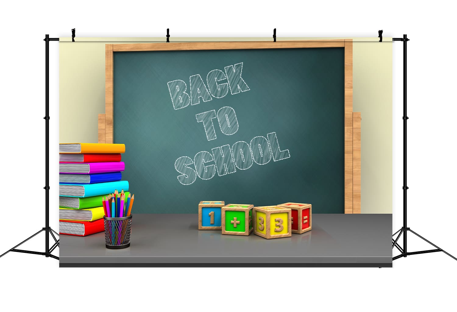 Chalkboard Back to School Cubes Backdrop UK DBD7-16