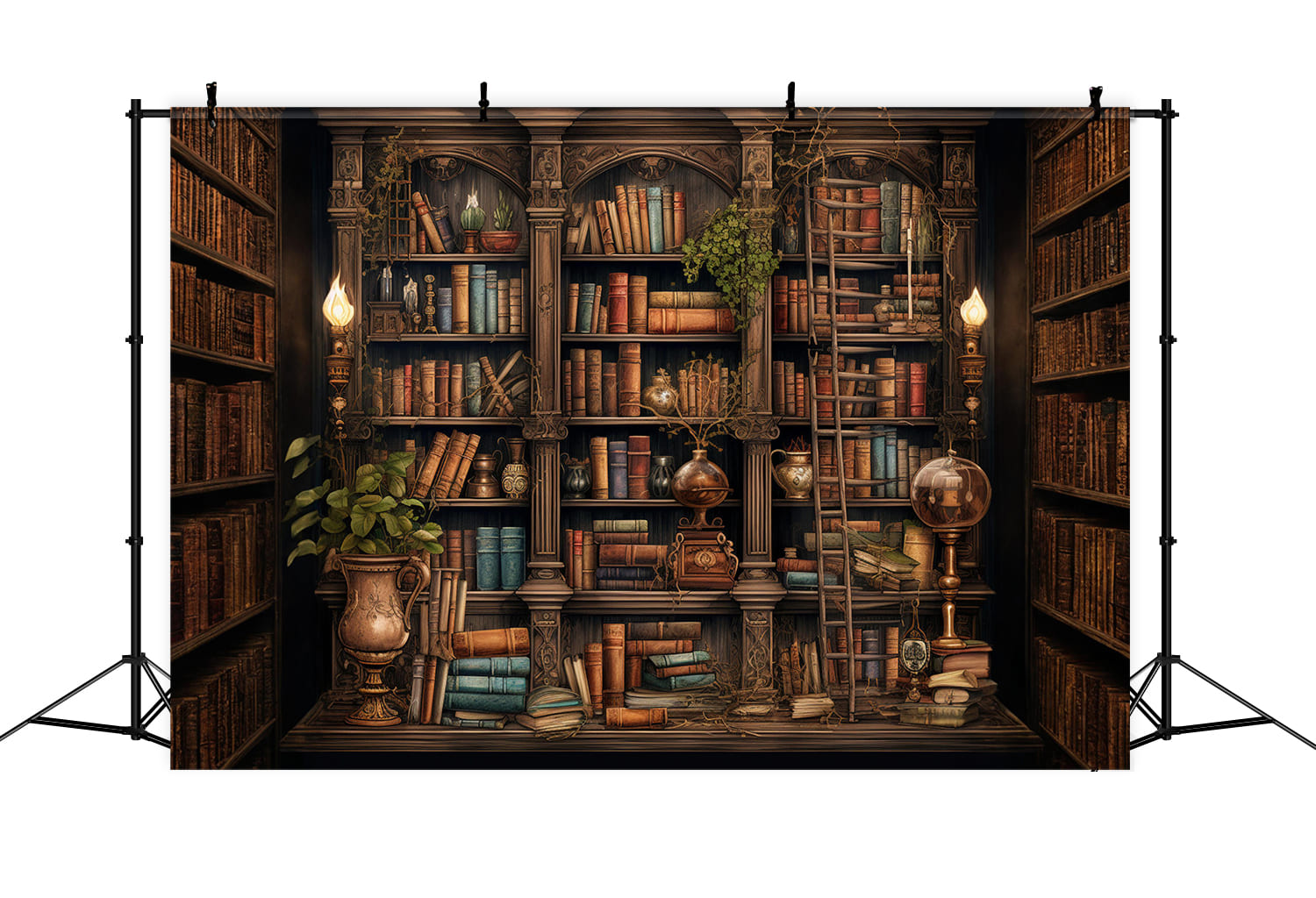 Old Bookcase Books Back to School Backdrop UK DBD7-23